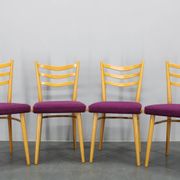 1960s Set of Four Beech Dining Chairs, Czechoslovakia
