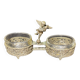 Spice centerpiece and serving spoon topped with a brass cherub