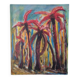 Abstract palm oil painting signed