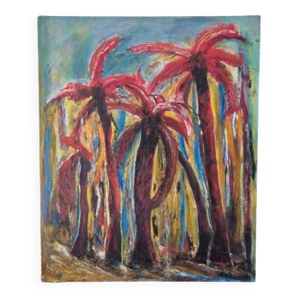 Abstract palm oil painting signed