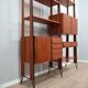 Mid century modular teak bookcase with bar unit, Italy 1950s