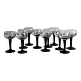 10 black stemmed liqueur glasses