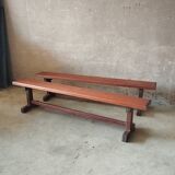 Ensemble table de ferme et 2 bancs