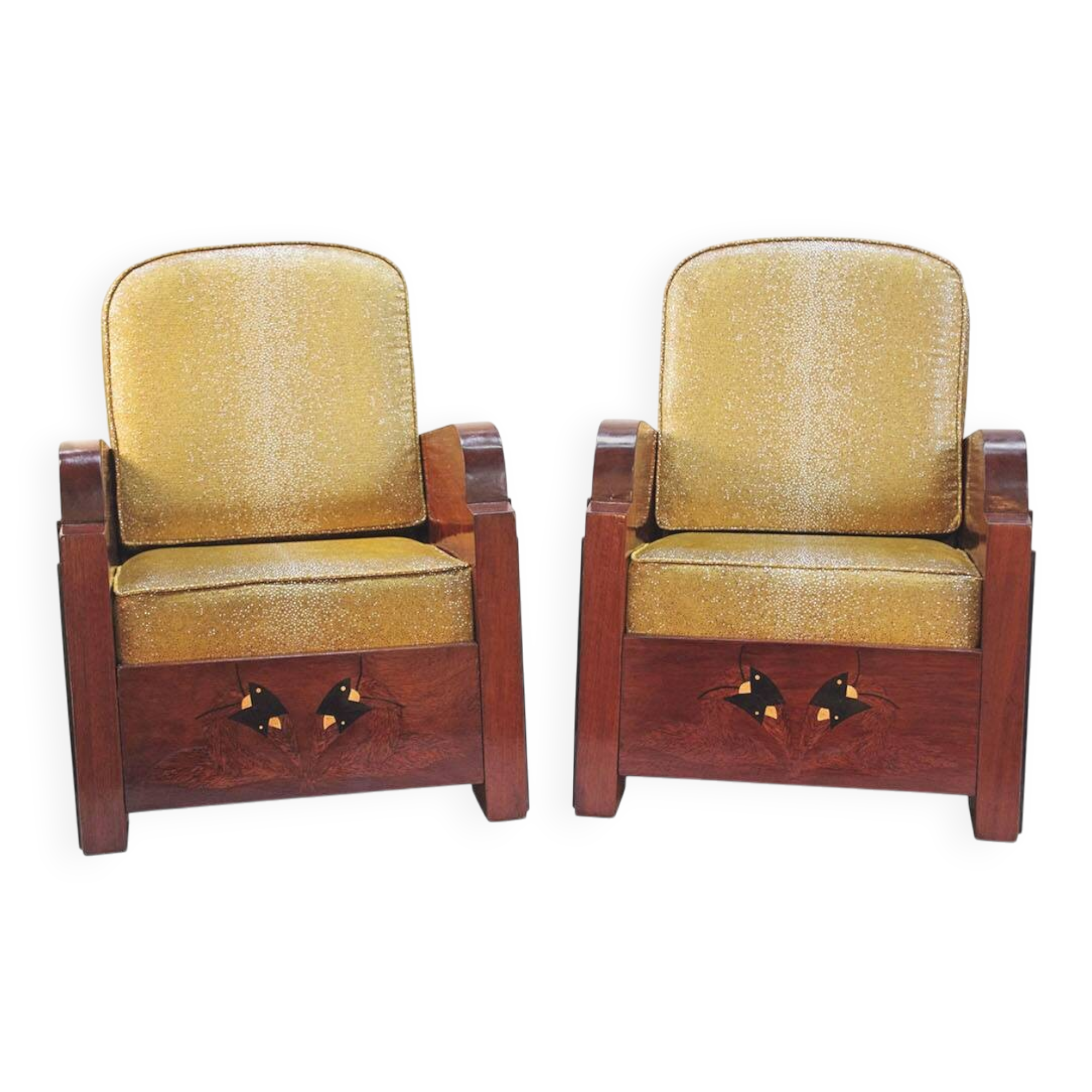 Paire de fauteuils Art Déco garniture style galuchat, circa 1930