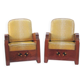 Paire de fauteuils Art Déco garniture style galuchat, circa 1930