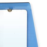 Mirror with blue glass frame by Cristal Art, 1950s