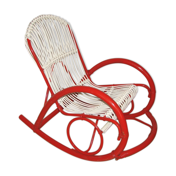 Rattan rocking chair Rohe Noordwolde, années 1970