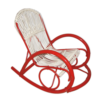 Rattan rocking chair Rohe Noordwolde, années 1970