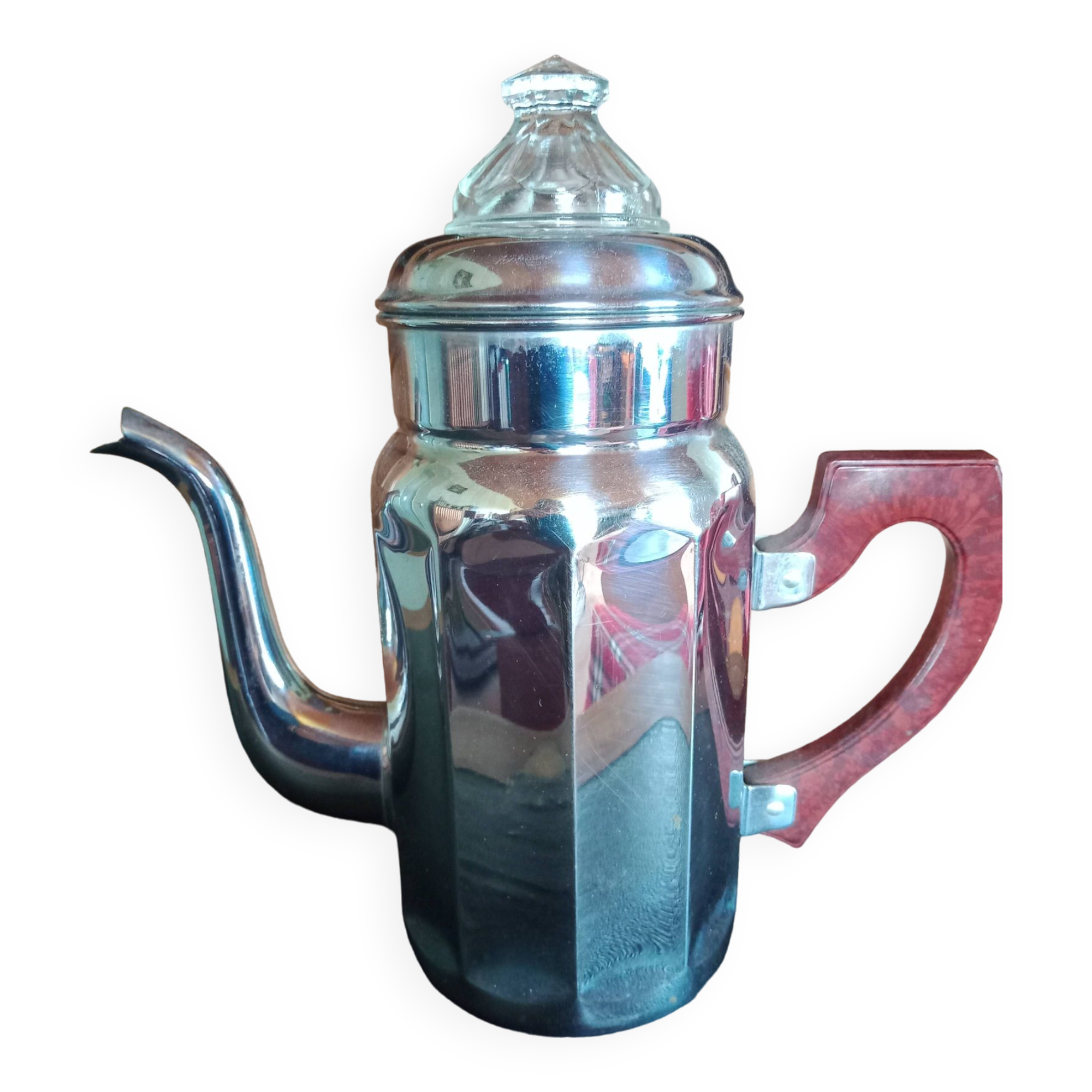 Vintage coffee jug - ADB copper chrome deposited French manufacture - bakelite handle