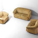 Italian two-seater sofa in beige velvet, 1970s