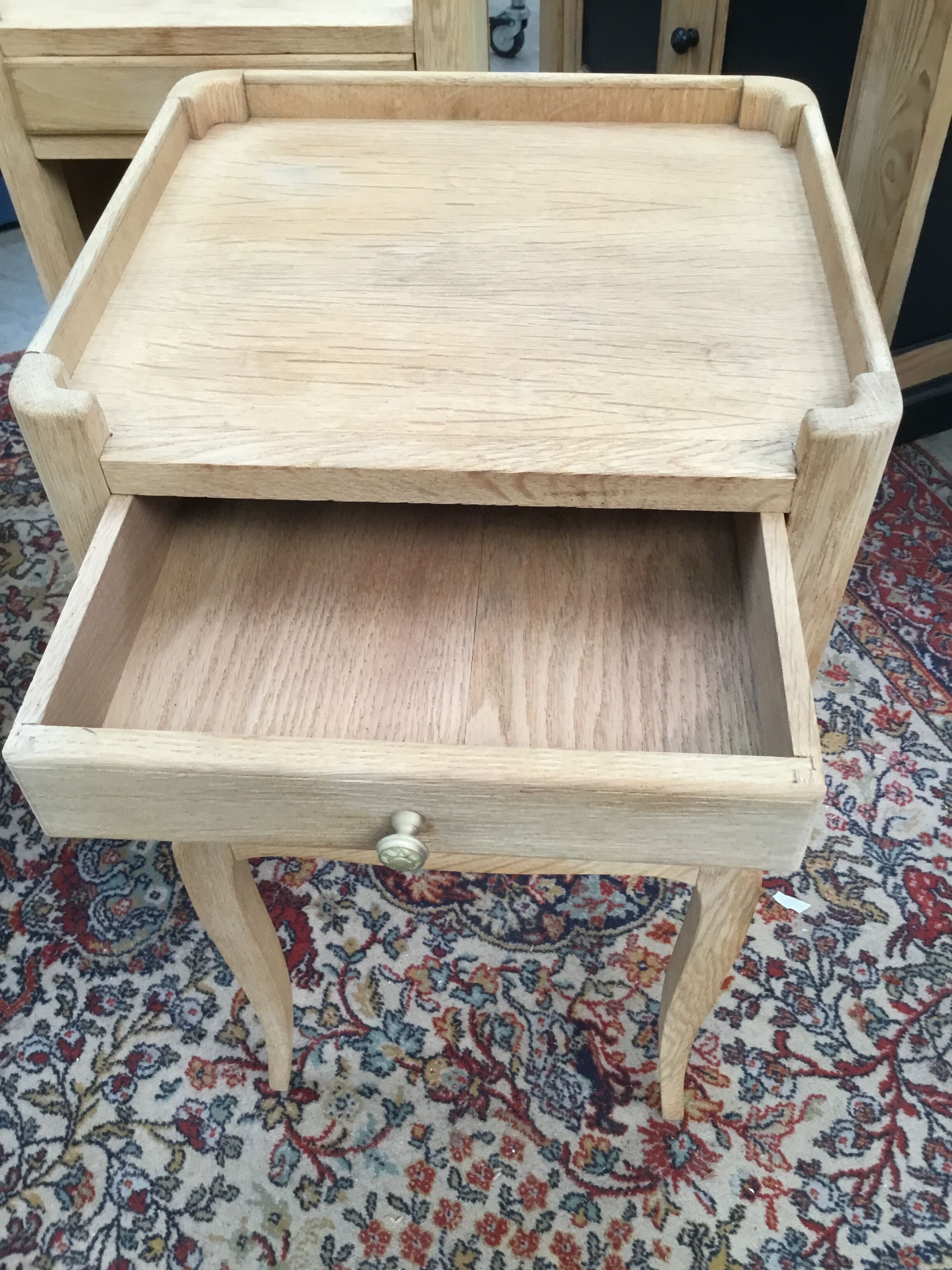 Pair of raw wood bedsides