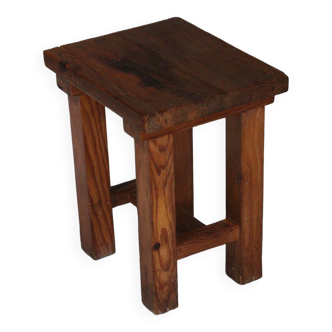 Solid pine chalet stool France 1950