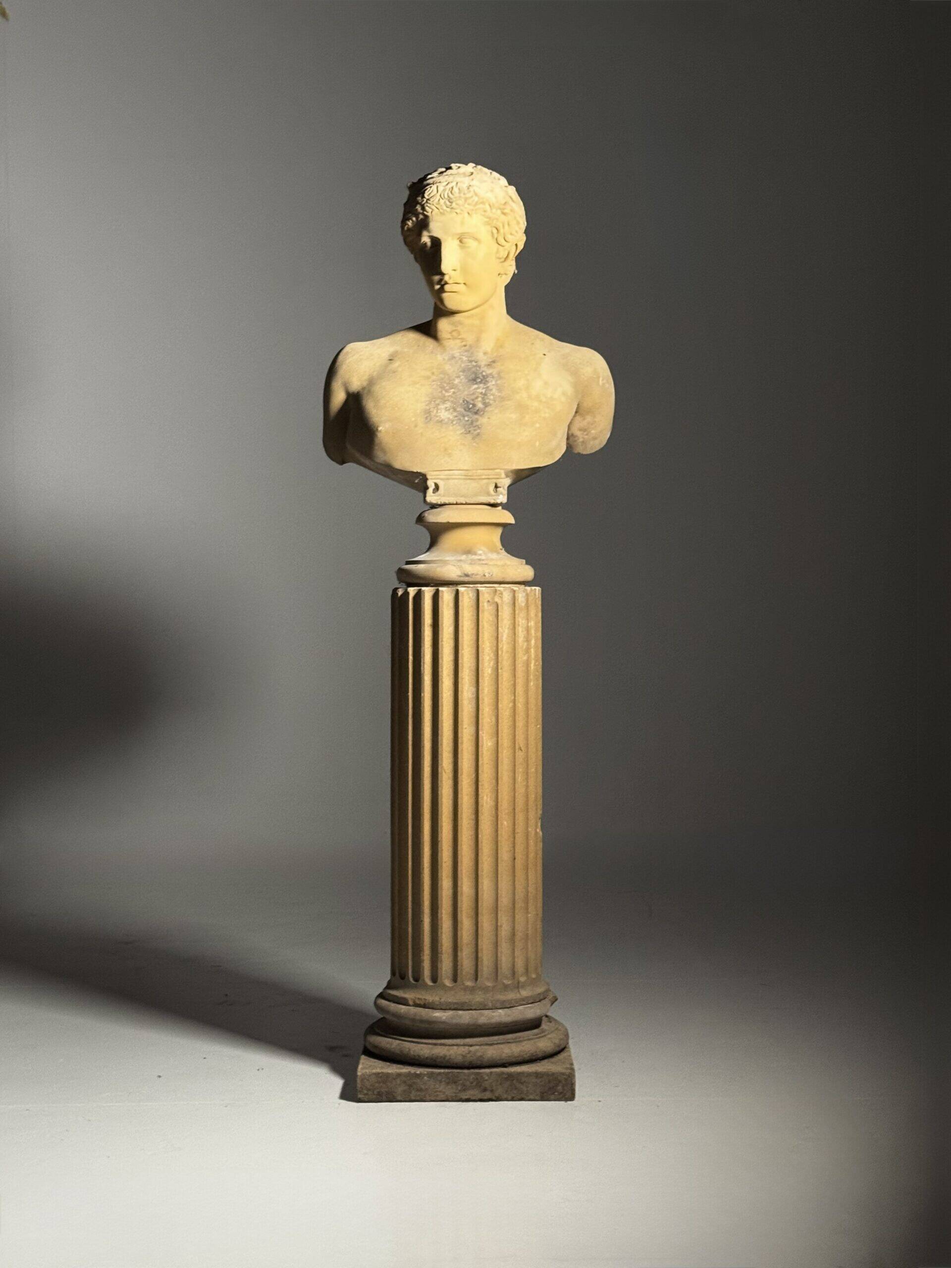 Bust on pedestal 20th century Antinous