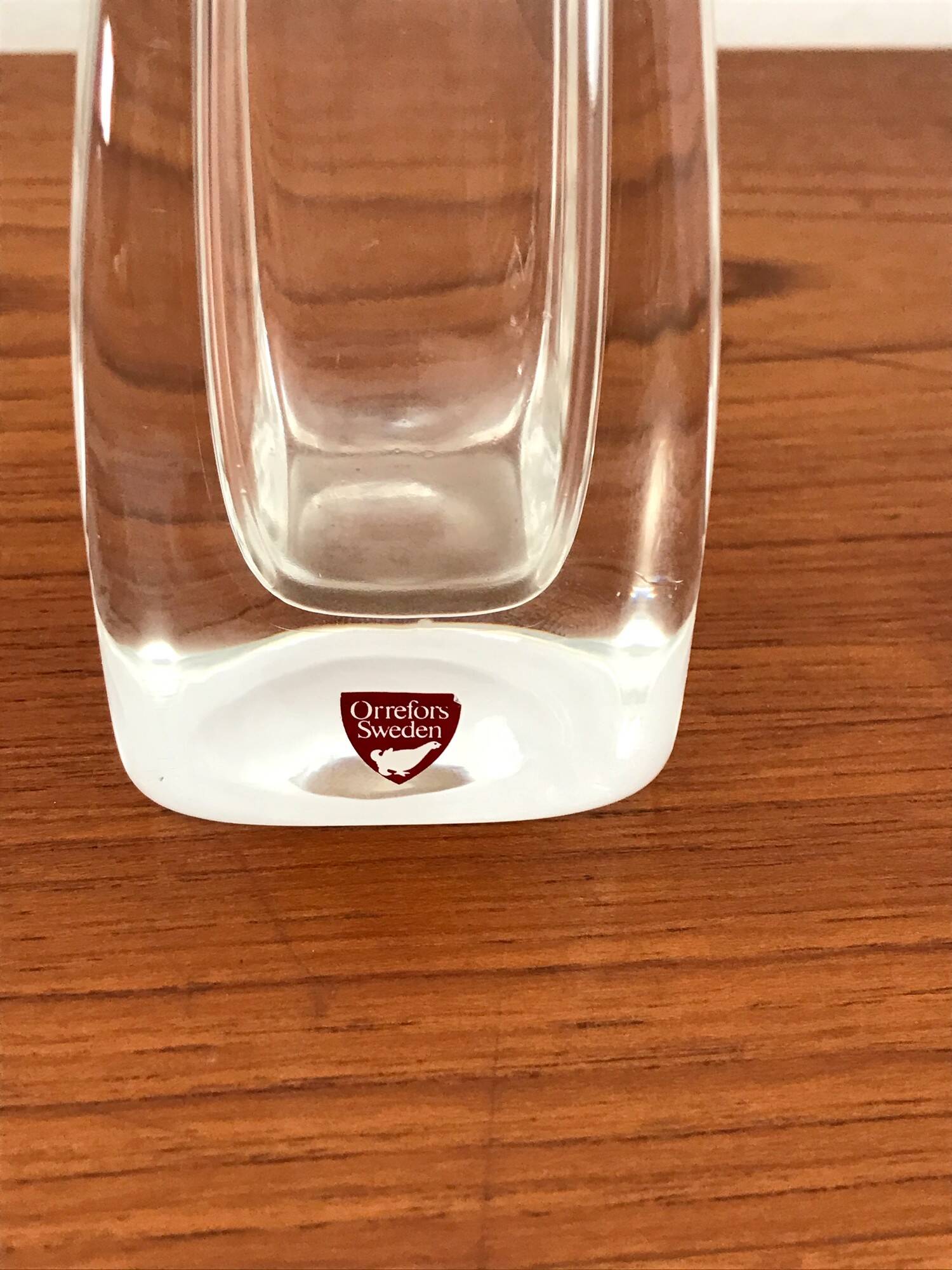 Vintage glass vase by Nils Landberg for Orrefors 1960s