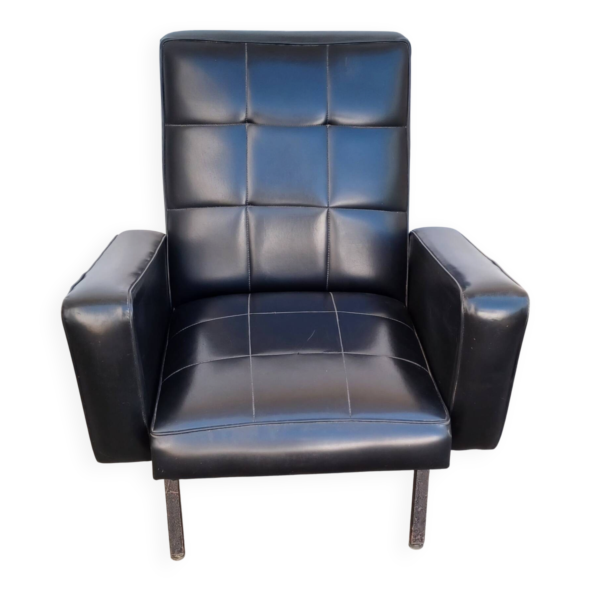 Black faux leather armchair from the 1960s