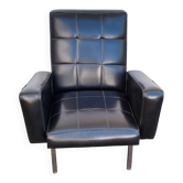 Black faux leather armchair from the 1960s