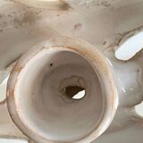 Handmade terracotta wall lamp with blue enamelled center