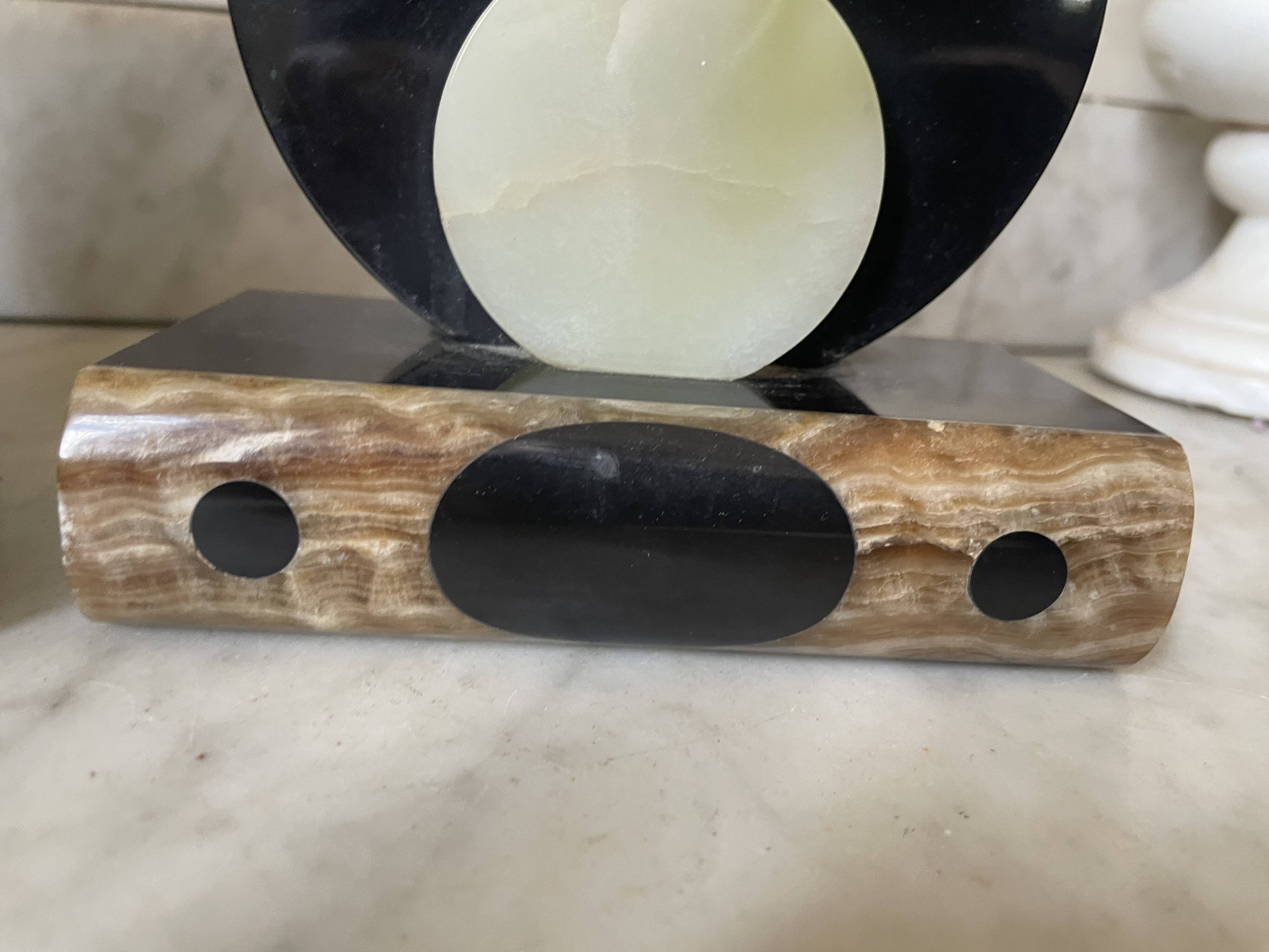 pair of marble and onyx Art Deco bookends