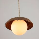 Mid-Century Italian Copper and Opaline Pendant Lamp