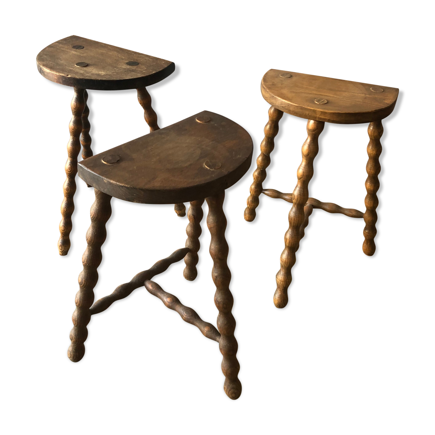 Set of 3 wooden stools