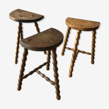 Set of 3 wooden stools