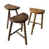 Set de 3 tabourets en bois