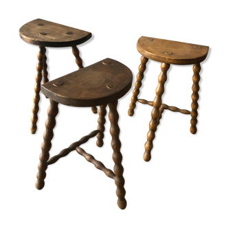 Set of 3 wooden stools