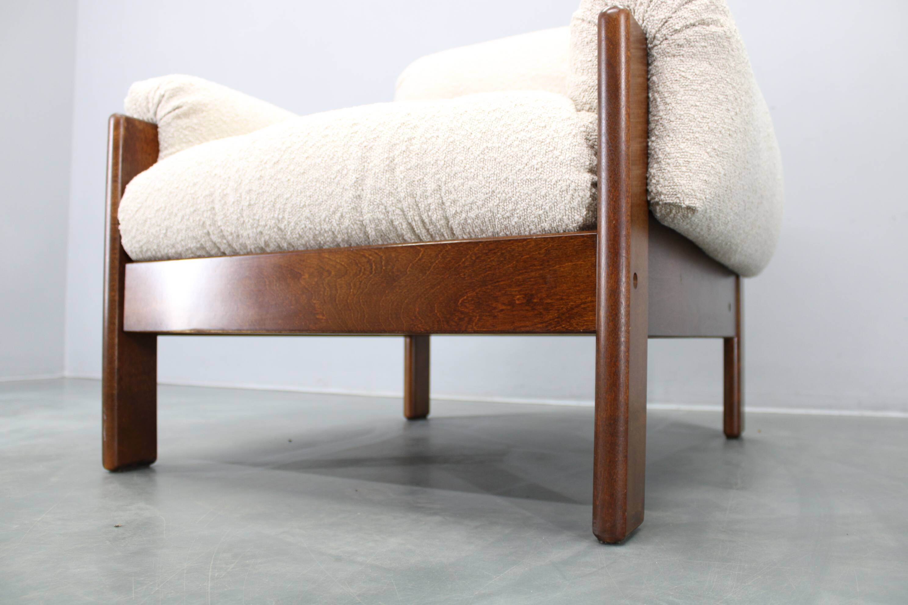 Mid-century restored bouclé armchair, Czechoslovakia 1970s