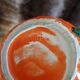 Jug / Carafe in orange barbotine shape