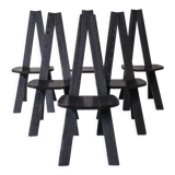 Set of six black dining chairs