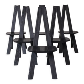 Set of six black dining chairs