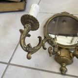 Wall Mirror Sconce Golden Pediment Candle Holder Chandelier France Louis Style