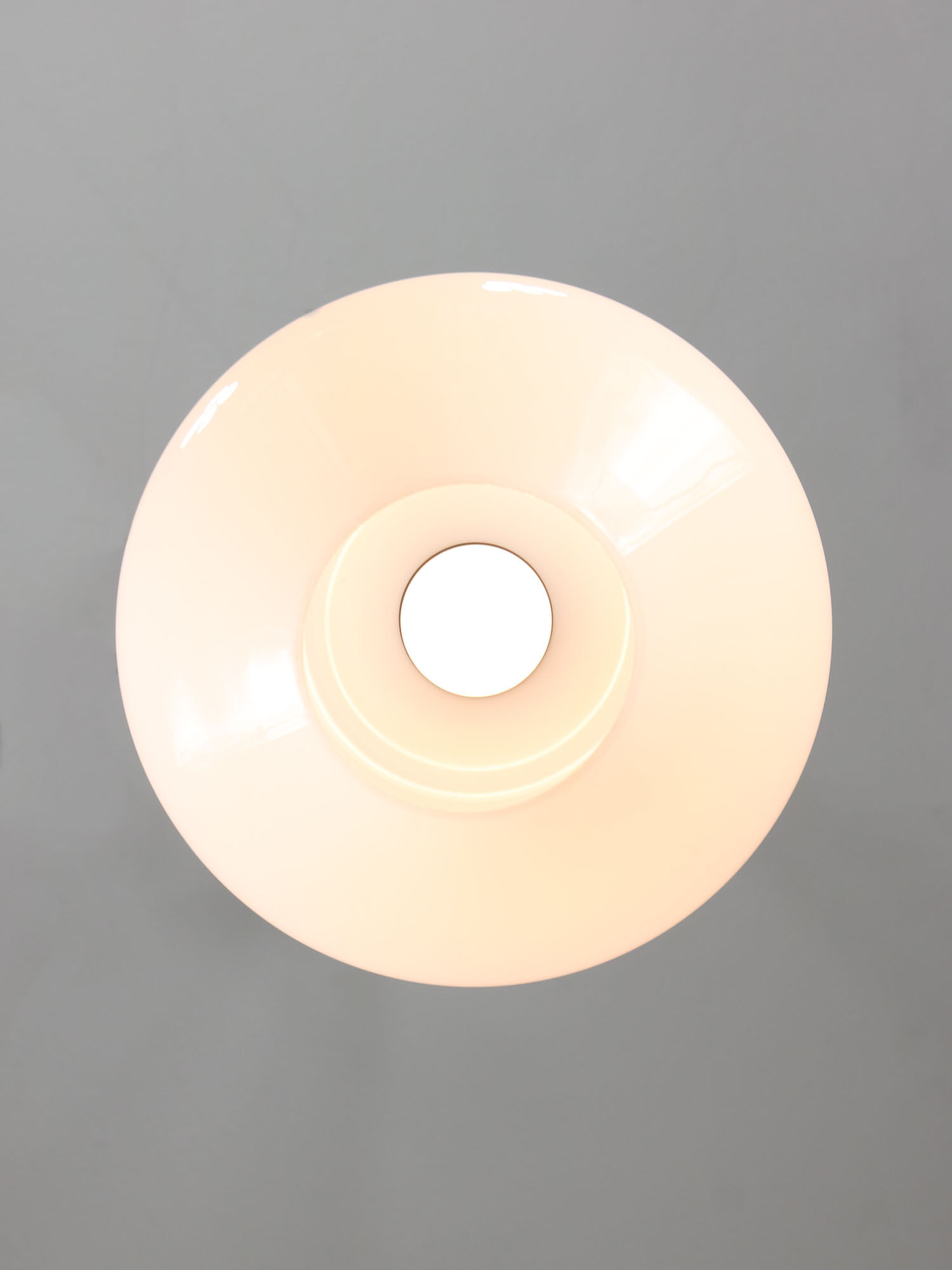 Mid-century italian white opaline and brass lamp