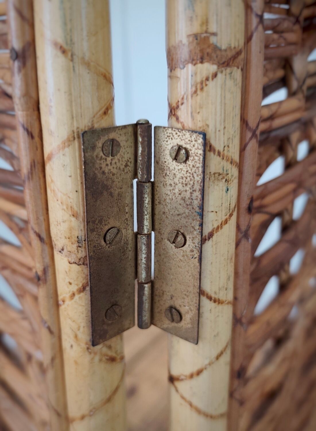 Vintage Italian rattan and bamboo room divider