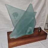 Sandblasted glass lamp for Cardin: exquisite volume