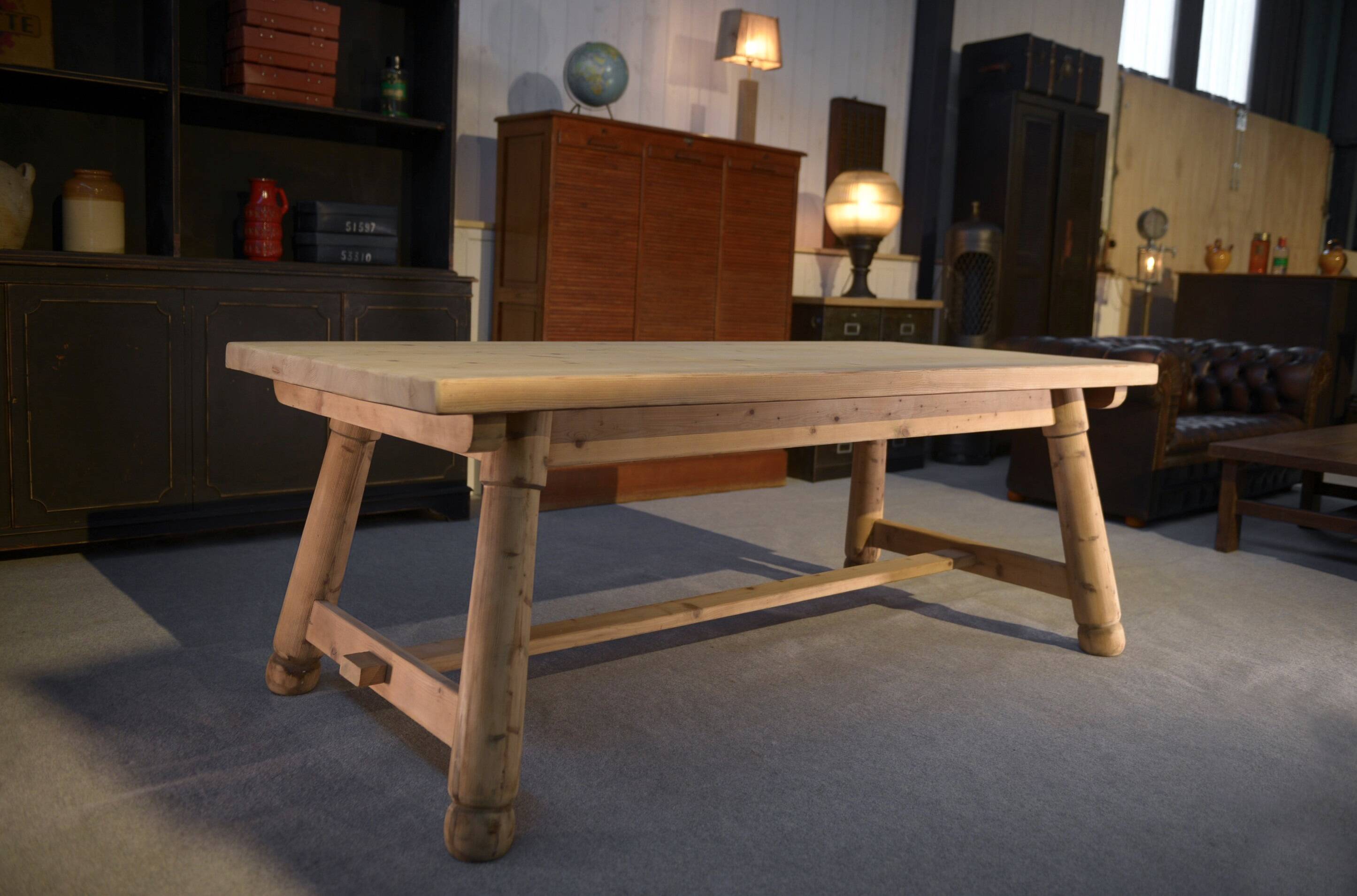 Georges Robert 1960's Brutalist Raw Pine Farm Table