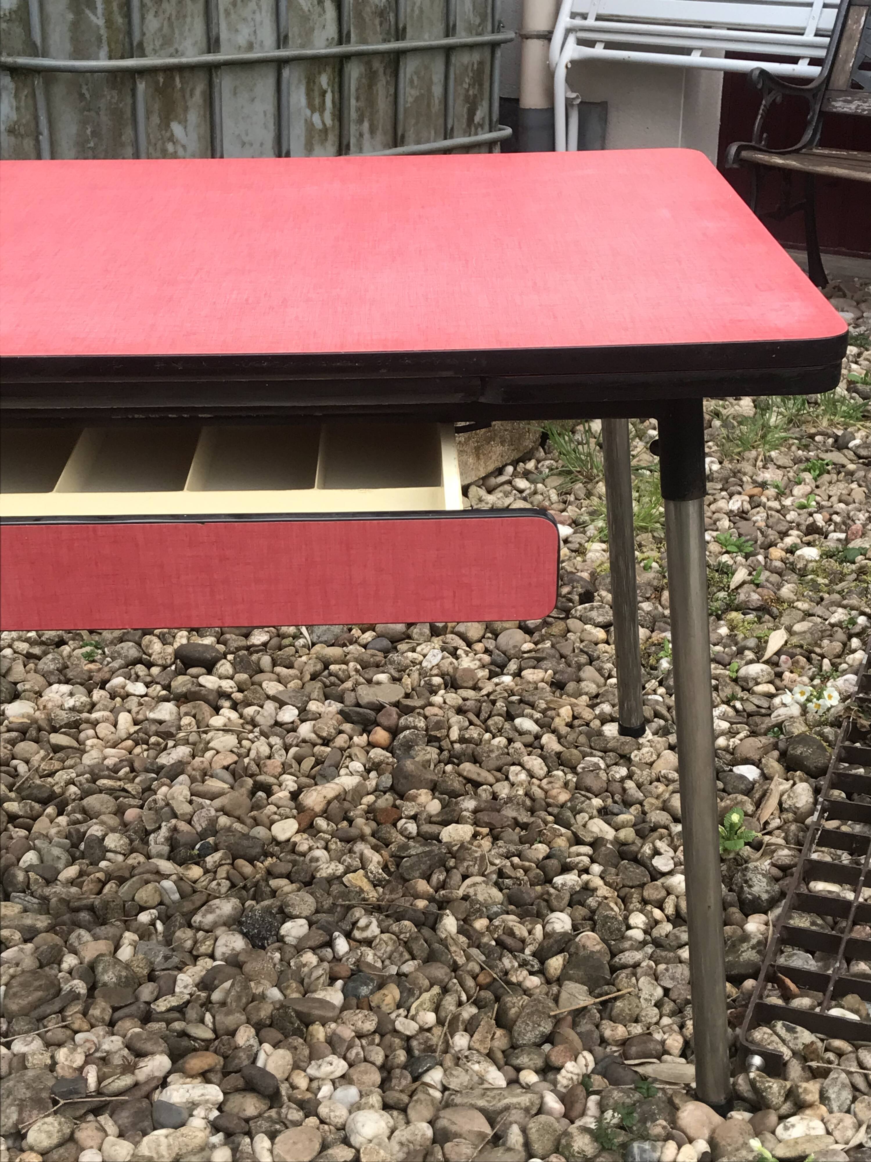 Red formica table