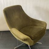 Pair of Vintage Green Velvet Swivel Chairs
