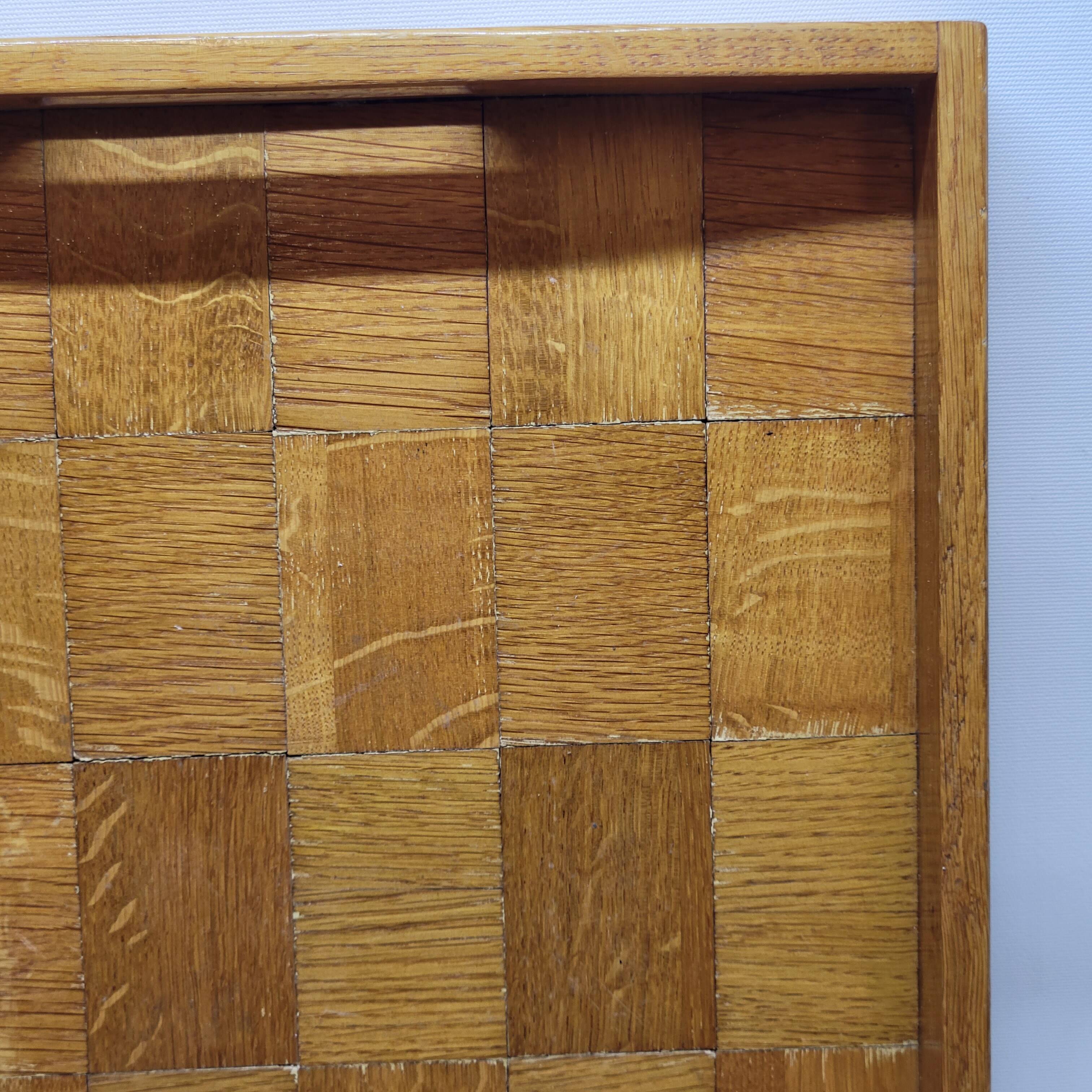 Vintage scandinavian serving tray in marquetry wood