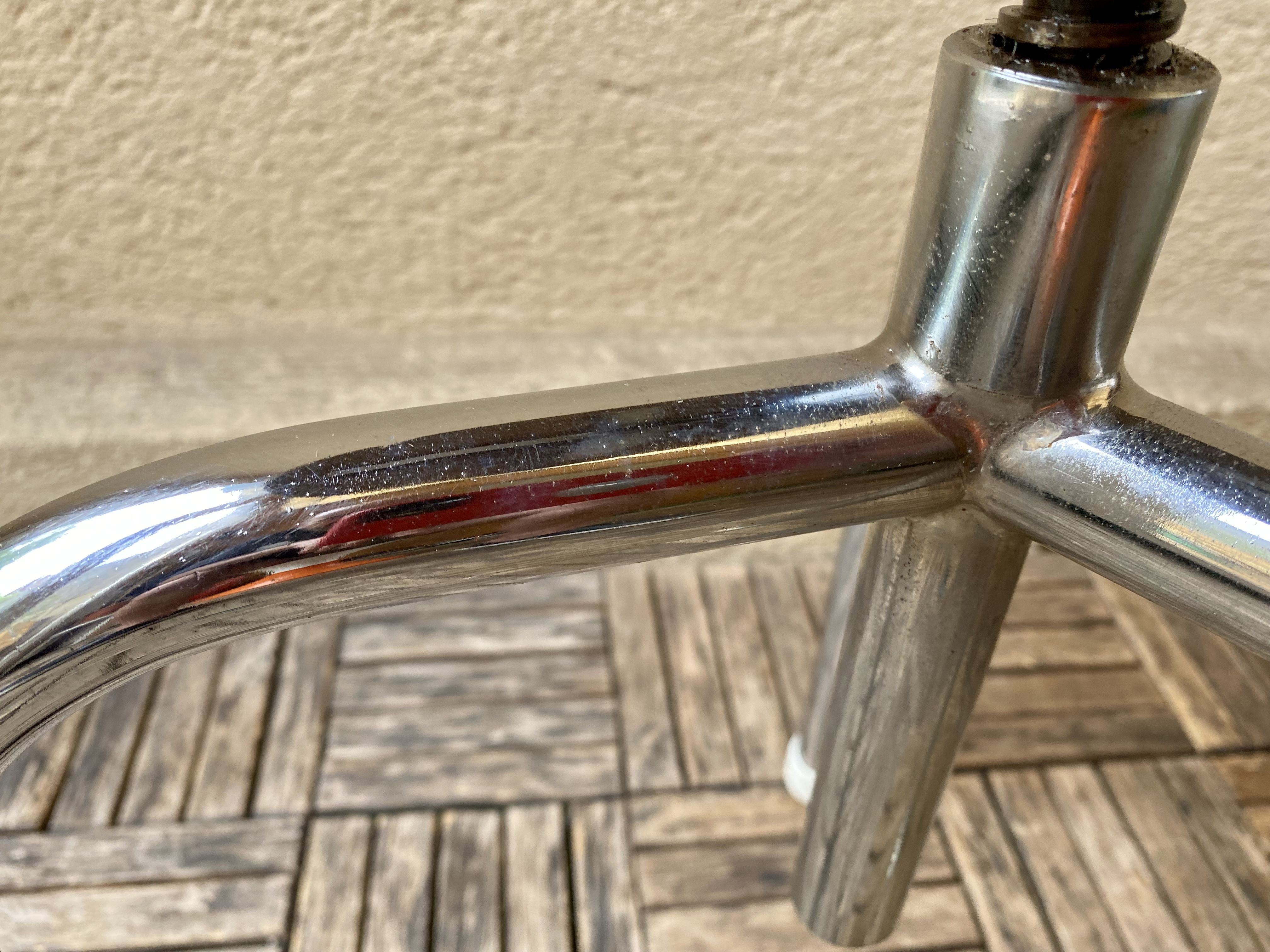 Stool tripod swivel workshop height adjustable skai & chrome vintage 60s