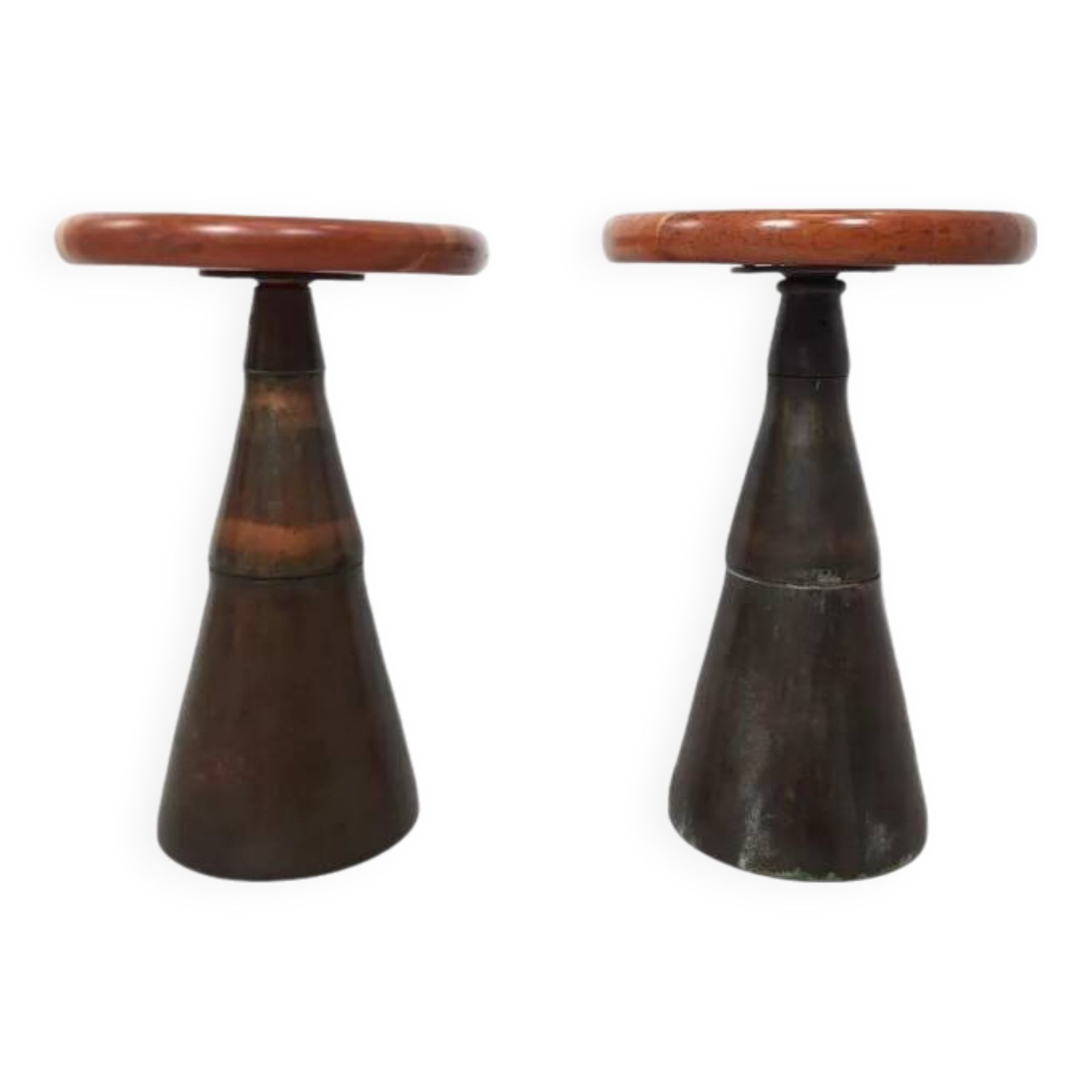 Pair of industrial stools foot in copper metal