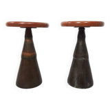 Pair of industrial stools foot in copper metal
