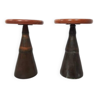 Pair of industrial stools foot in copper metal