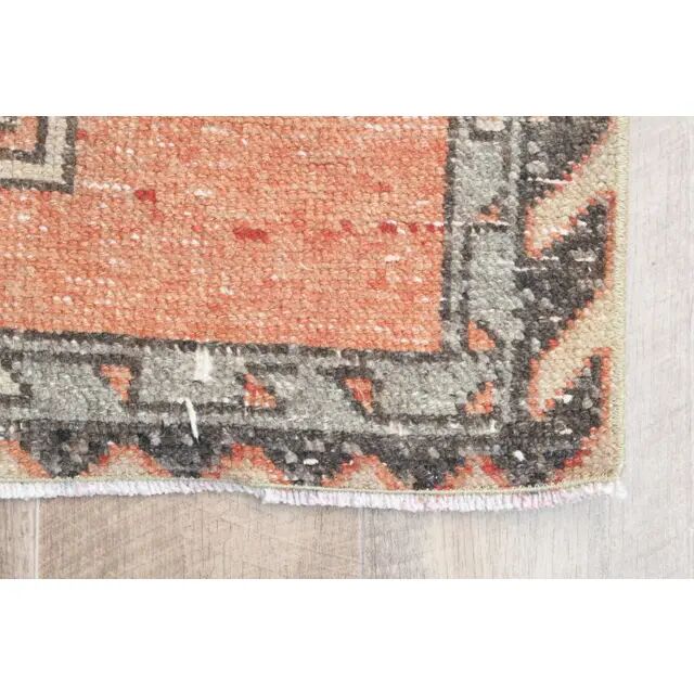 1970s Turkish Oushak Handmade Wool Cotton Orange Runner Rug 85x266