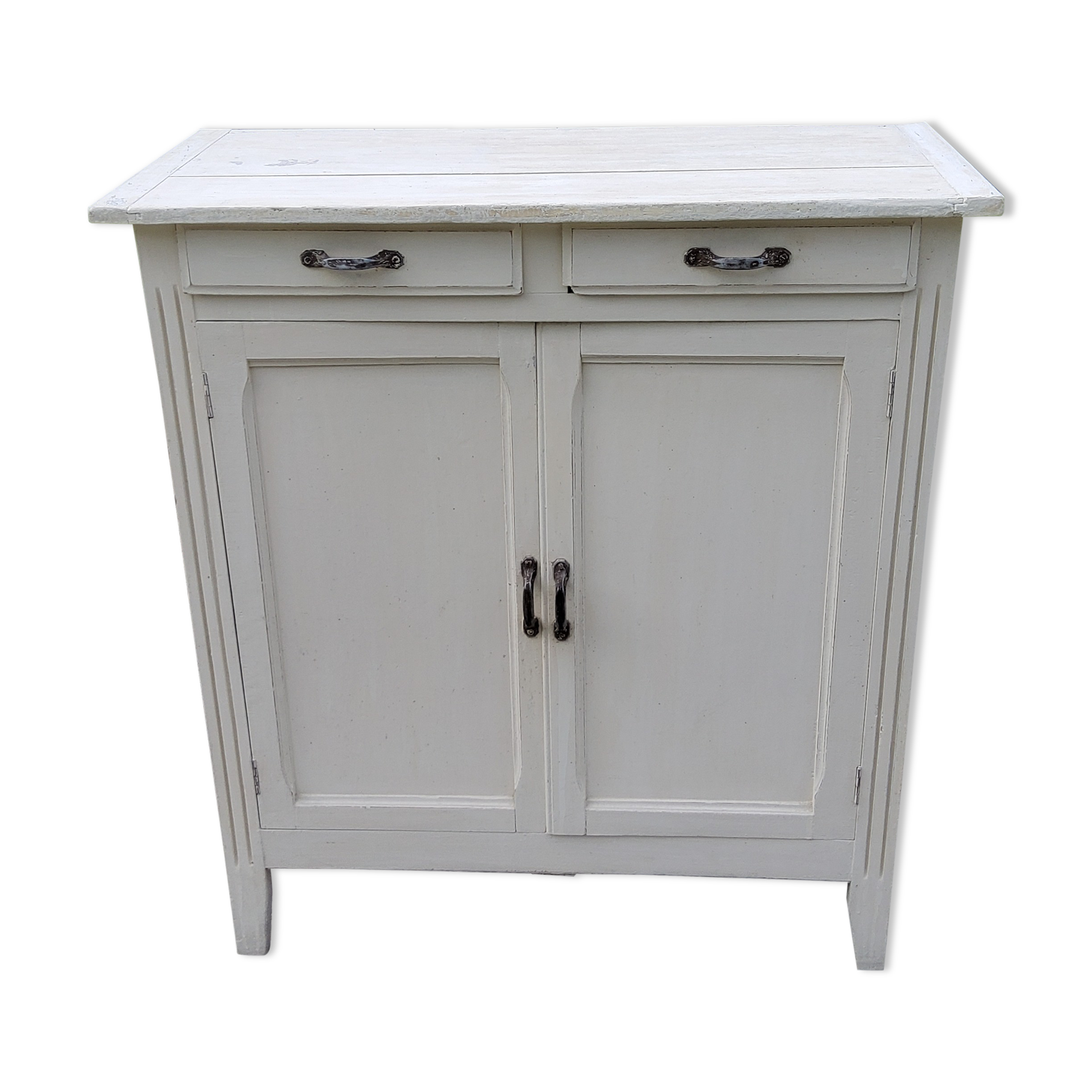 Old Parisian buffet 2 doors 2 drawers patinated white