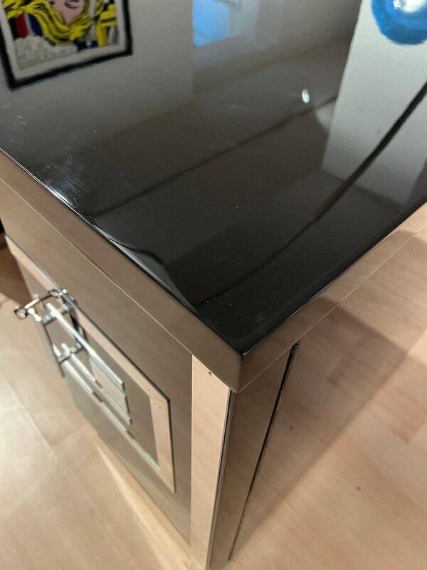 Art Deco Desk in Black Lacquer, Walnut & Metal, France, 1930s-1940s