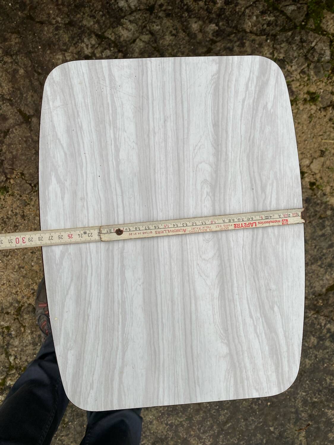 Modular white formica folding step stool from the 70s