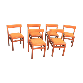 Set de 6 chaises oranges
