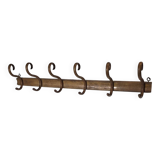 Curved wooden coat rack with 6 hooks