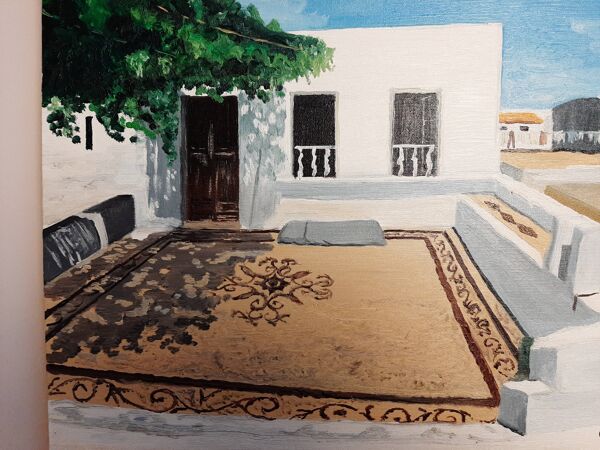 Huile sur toile'' Petite maison dans les Cyclades